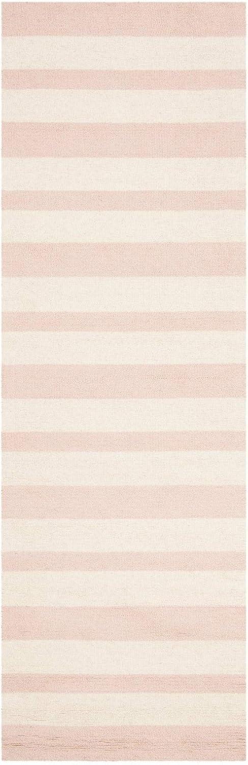 Ivory Stripe Hand-Tufted Wool Kids Area Rug - 5' x 7'