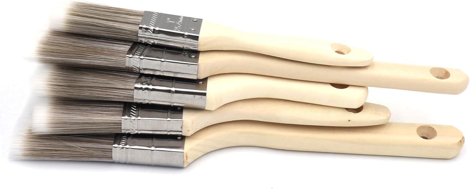 Pro Grade Premium Paint Brushes, 5 Piece Variety Set, Interior/Exterior Painting