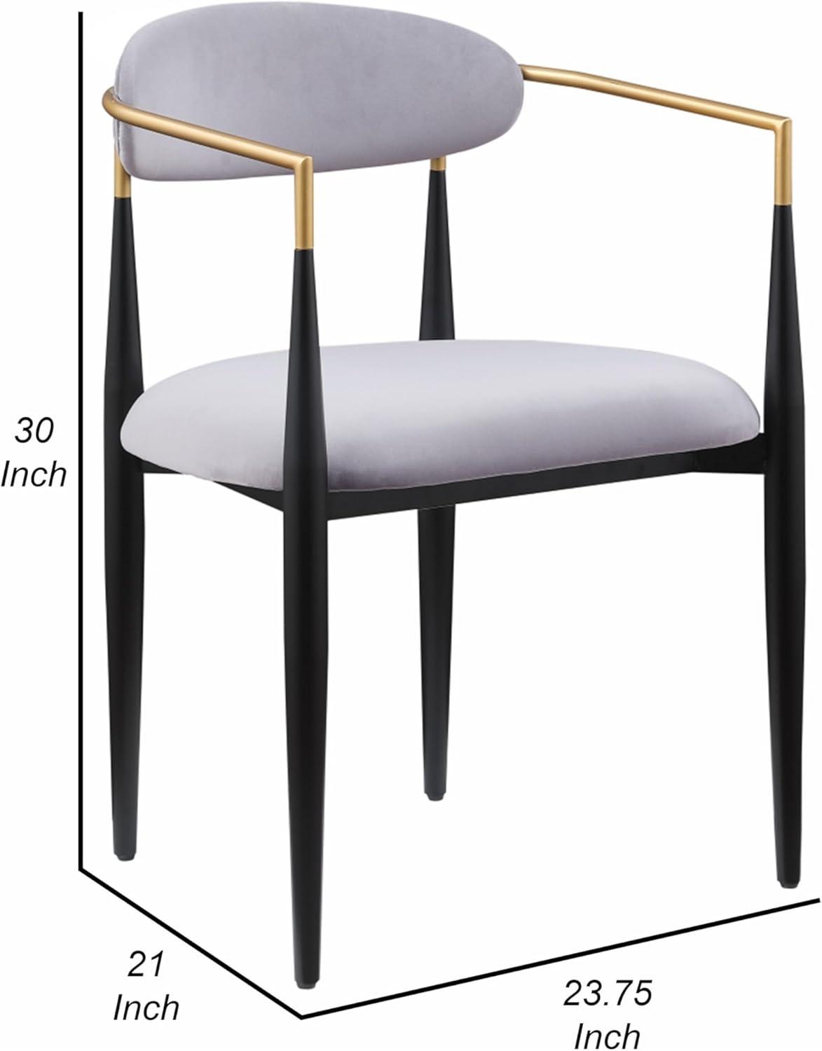 Benjara Kenny 21 Inch Dining Chairs, Fabric, Foam Padding, Gold and Black Metal (Set of 2)