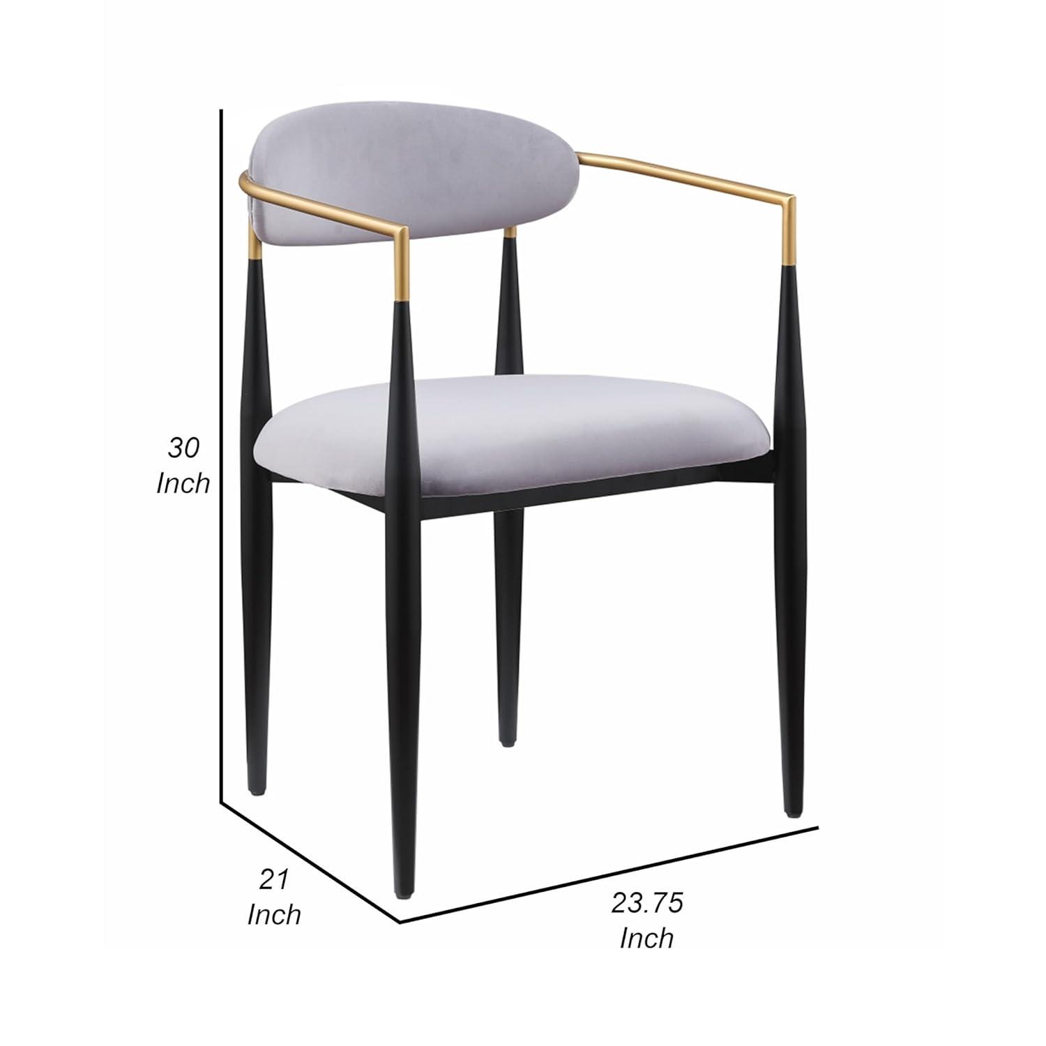 Benjara Kenny 21 Inch Dining Chairs, Fabric, Foam Padding, Gold and Black Metal (Set of 2)