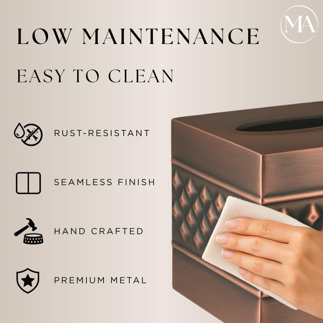 Monarch Abode Geometric Embossed Metal Tissue Box Cover