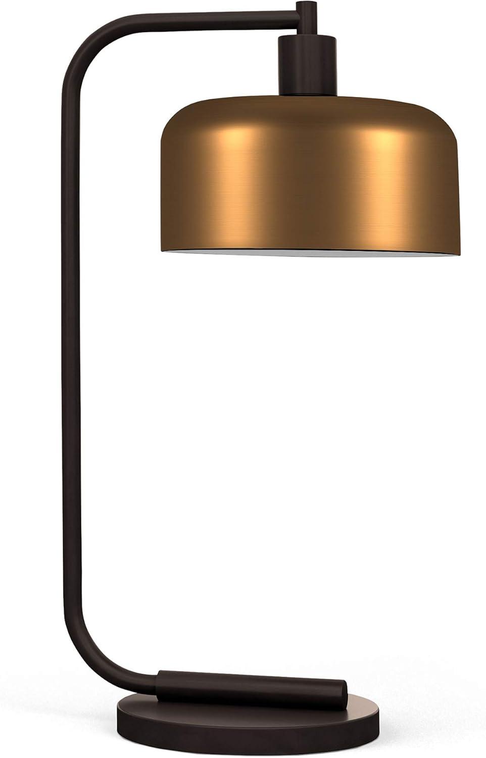Evelyn&Zoe Mid-Century Modern Metal Table Lamp with Brass Shade