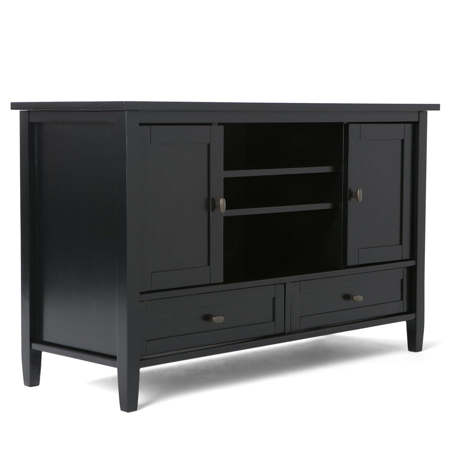 Simpli Home Warm Shaker 47"W Solid Wood TV Stand for TVs up to 55" with 2 Storage Cabinets and 2 Drawers