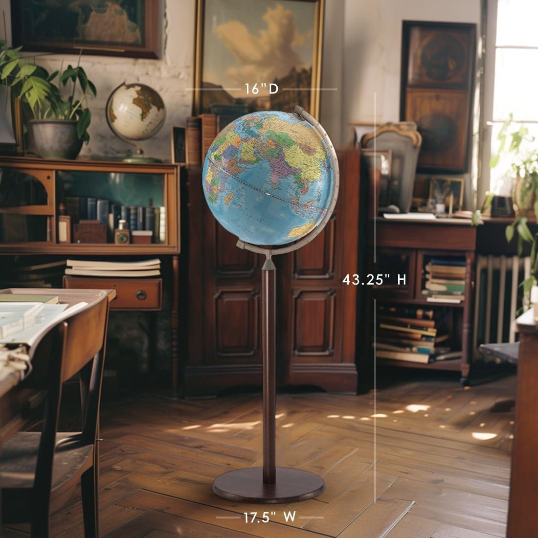 Vasco Da Gama Blue Globe with Hardwood Stand