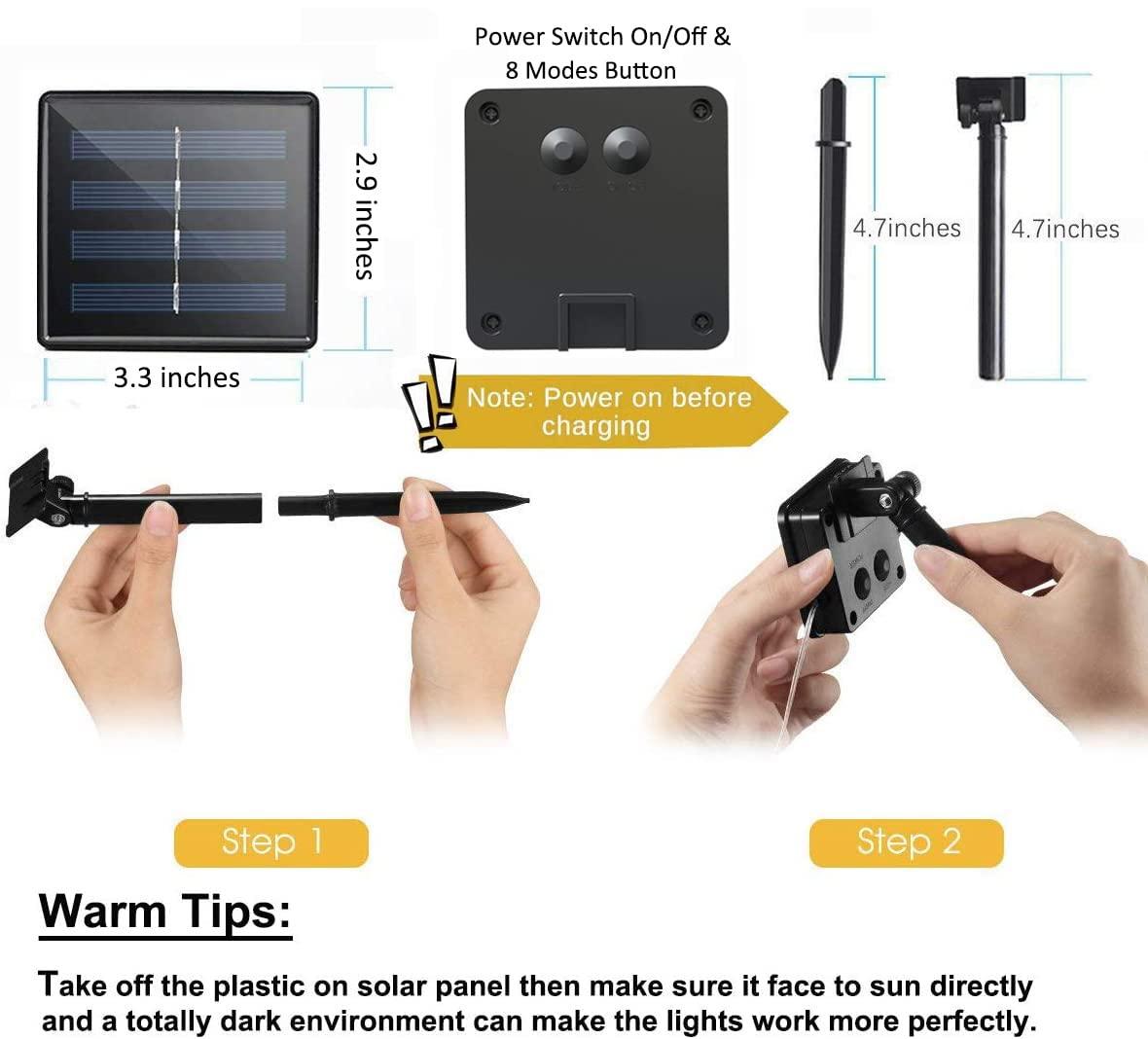 Soltuus, Luces de Hadas de 180 Ledes con Energía Solar, Regadera de Múltiples Hebras, Luces de Hadas de Cascada Impermeables, Luces de Racimo de Luciérnagas Blancas Cálidas