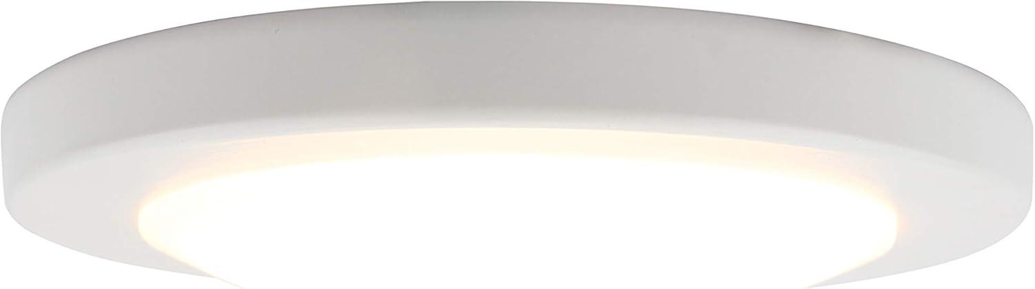 Design House 588160 Paxton Modern Integrated LED Disk Light Indoor/Outdoor Ceiling Flush Mount Dimmable with White Lens Shade for Bathroom Entryway Living Room, White