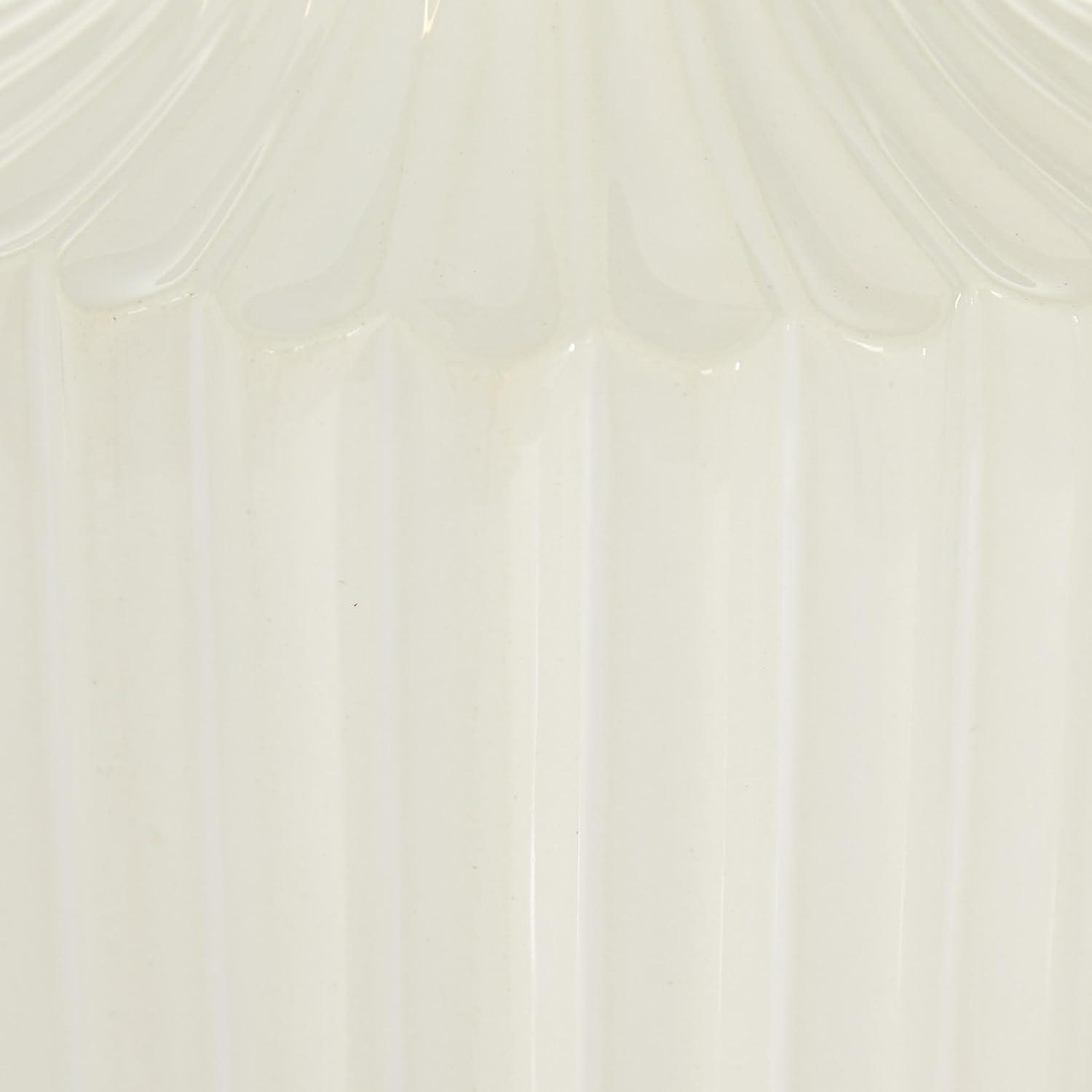 DecMode Modern Ceramic Tall White Decorative Vase with Vertical Groove Pattern 5"W x 19"H
