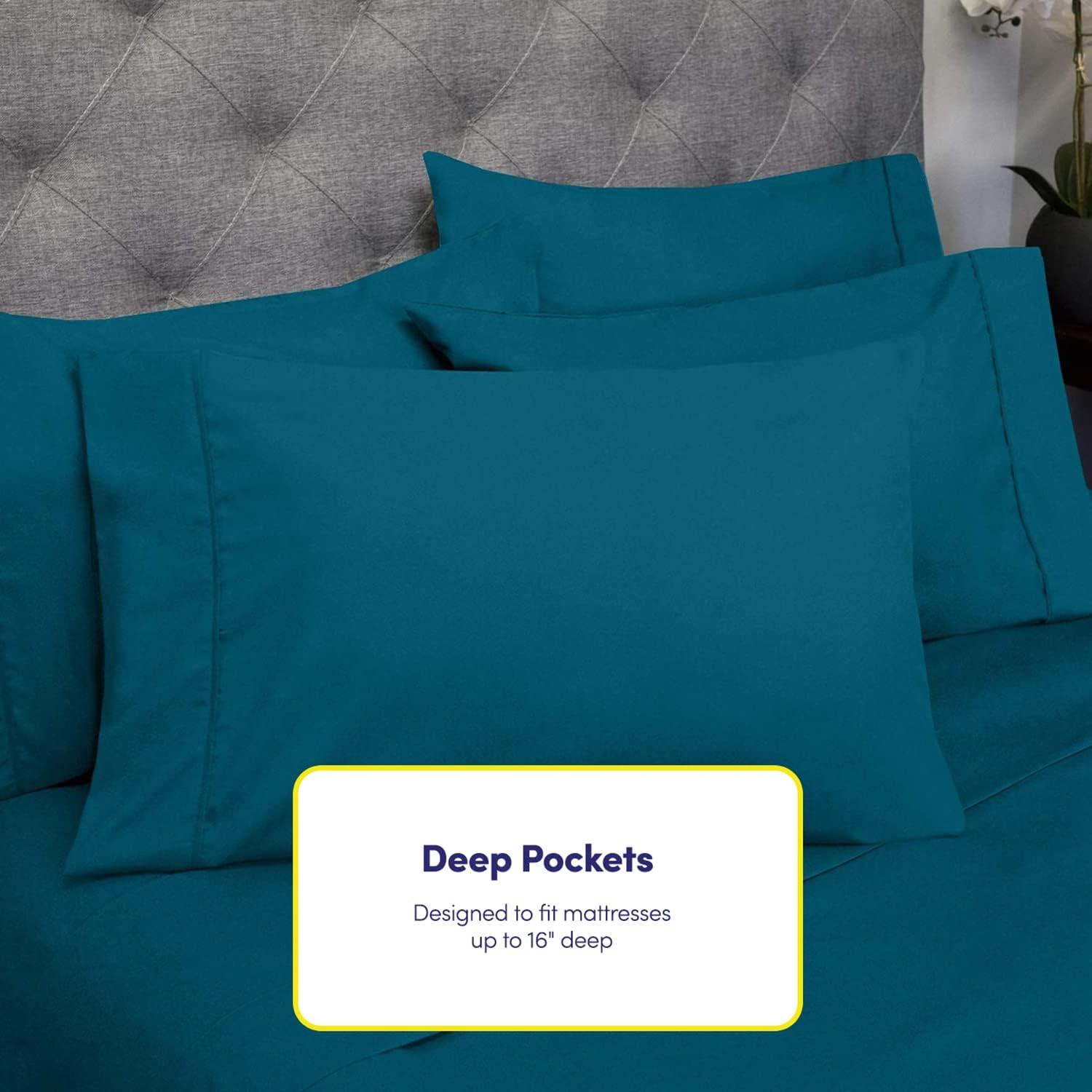 Teal Queen Deep Pocket Microfiber Sheet Set