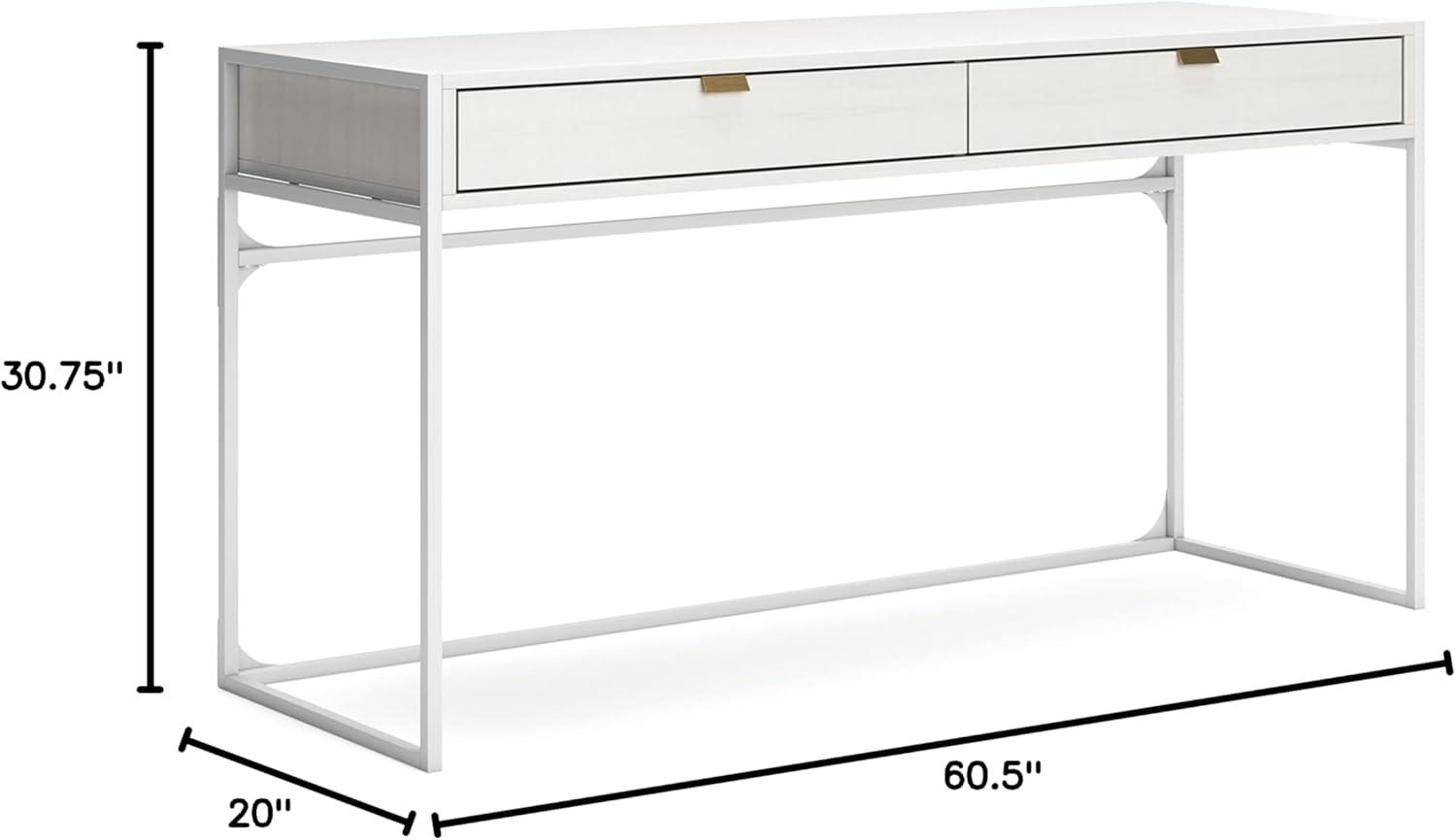 White Modern Desk with Drawers and Filing Cabinet