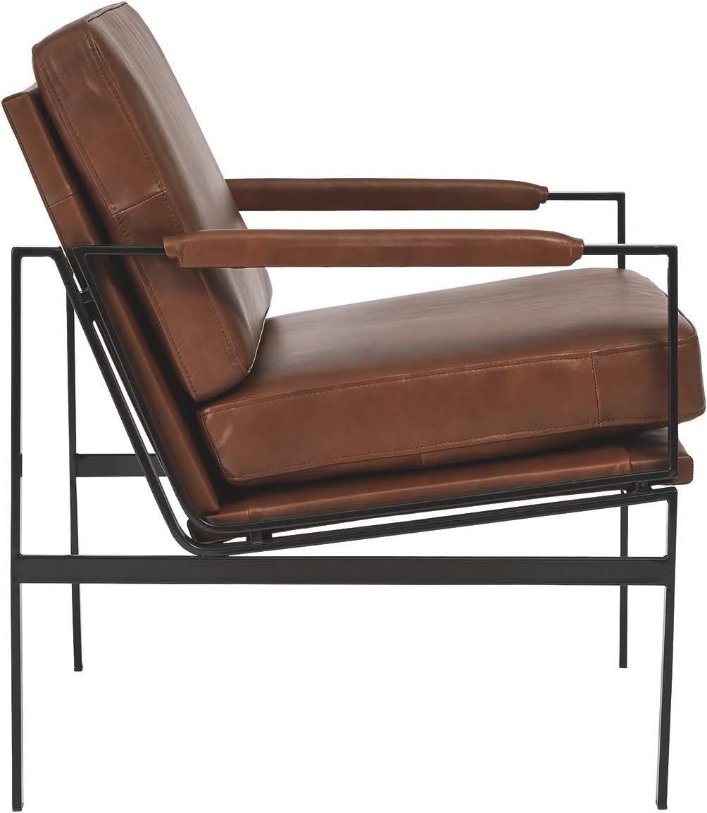 Signature Design by Ashley Contemporary Puckman Accent Chair Brown/Silver Finish