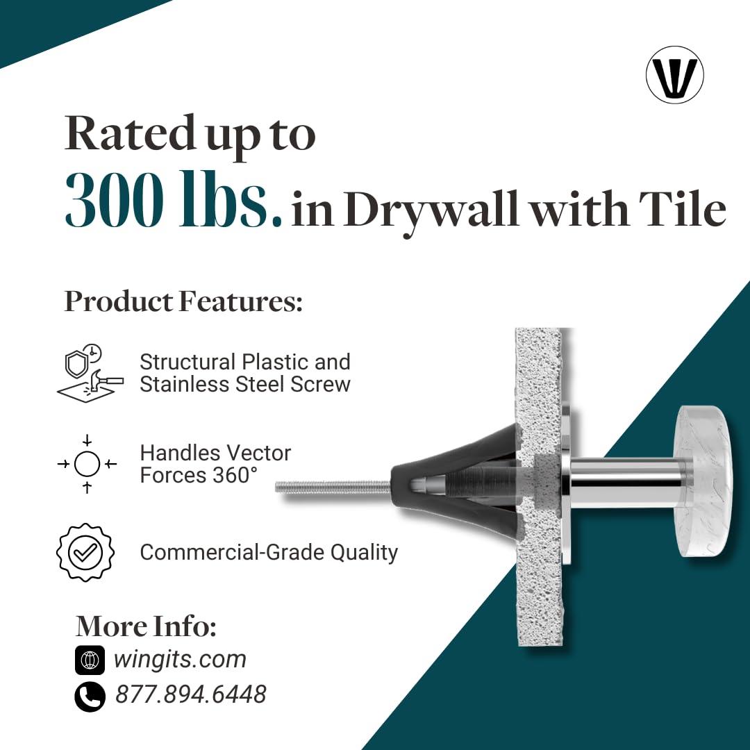 Heavy Duty Black Winged Wall Anchor with Stainless Steel Screw