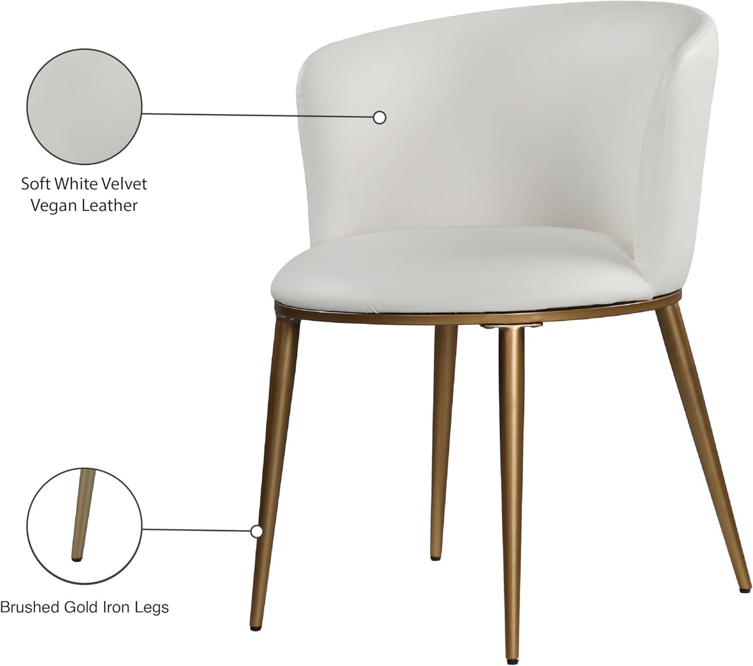 Skylar Petite White Faux Leather Dining Chair with Gold Legs