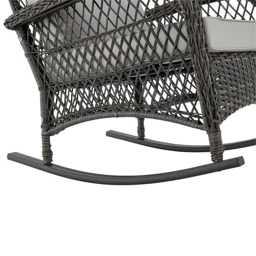 Furttuo Steel Rattan Outdoor Rocking Chair with Cushions