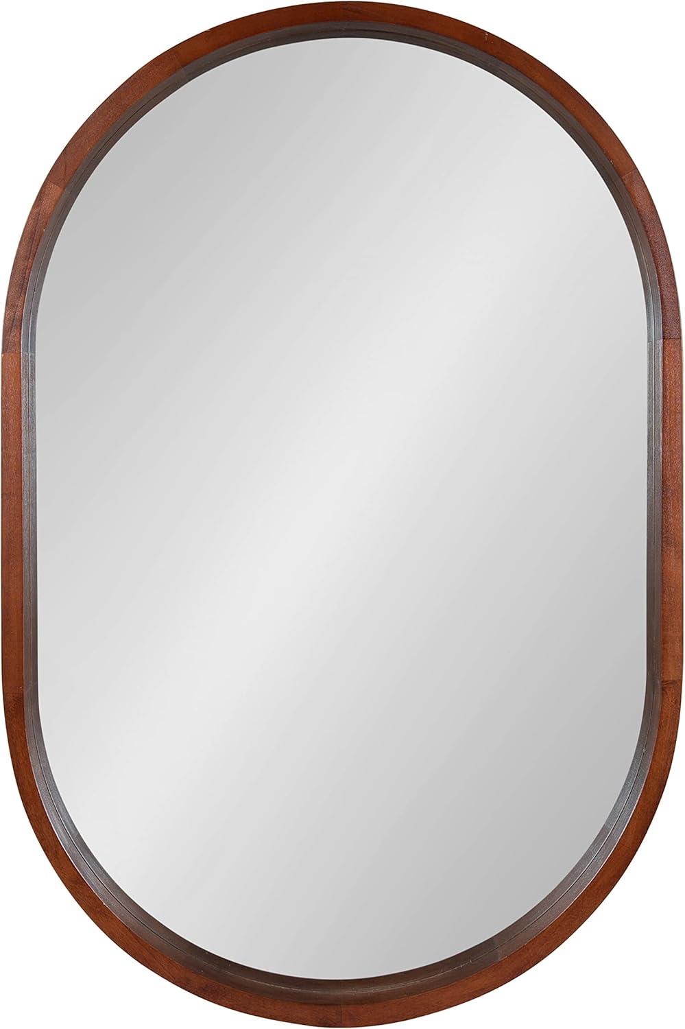 Kate and Laurel Hutton Wood Capsule Mirror, 24x36, Walnut Brown