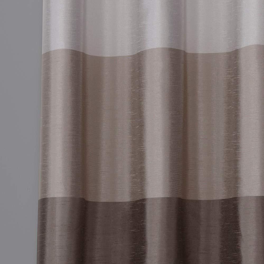 Set of 2 84"x54" Chateau Striped Faux Silk Grommet Top Window Curtain Panel Taupe - Exclusive Home: Room Darkening Drapes