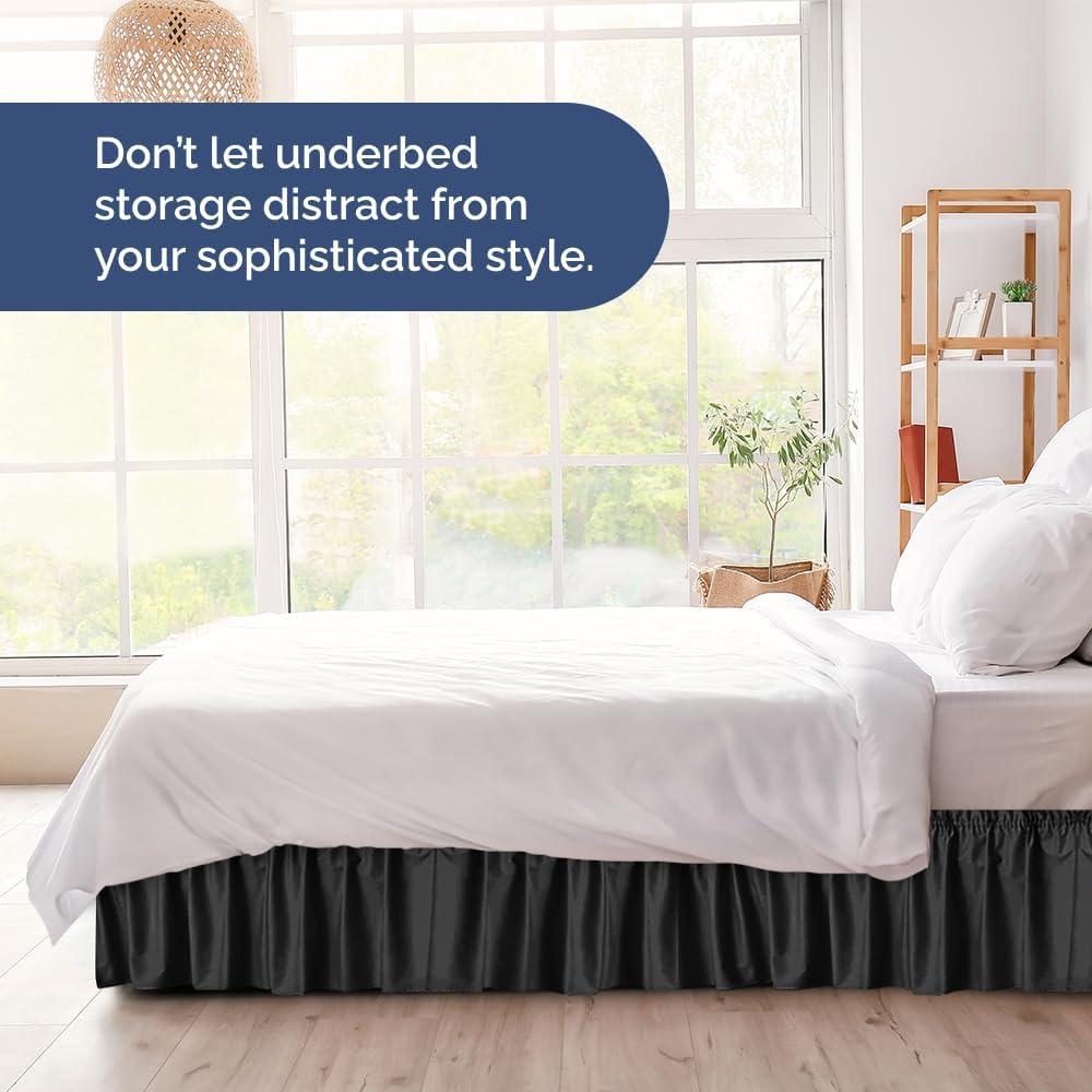 CGK Linens Ruffled Elastic Wrap Around Tailored Bed Skirt