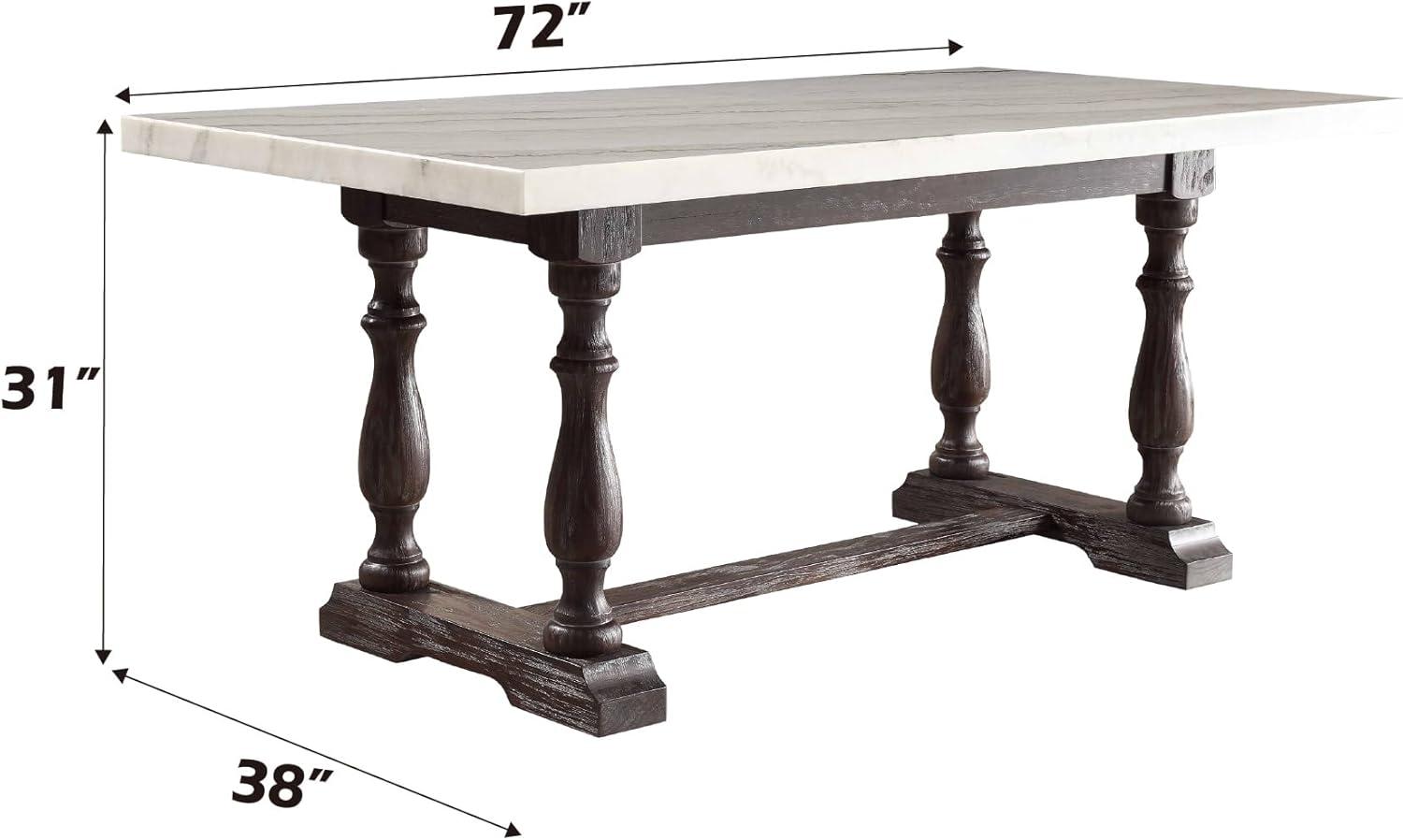 Kelly Clarkson Home Concert Marble Top Dining Table in White and Weathered Espresso