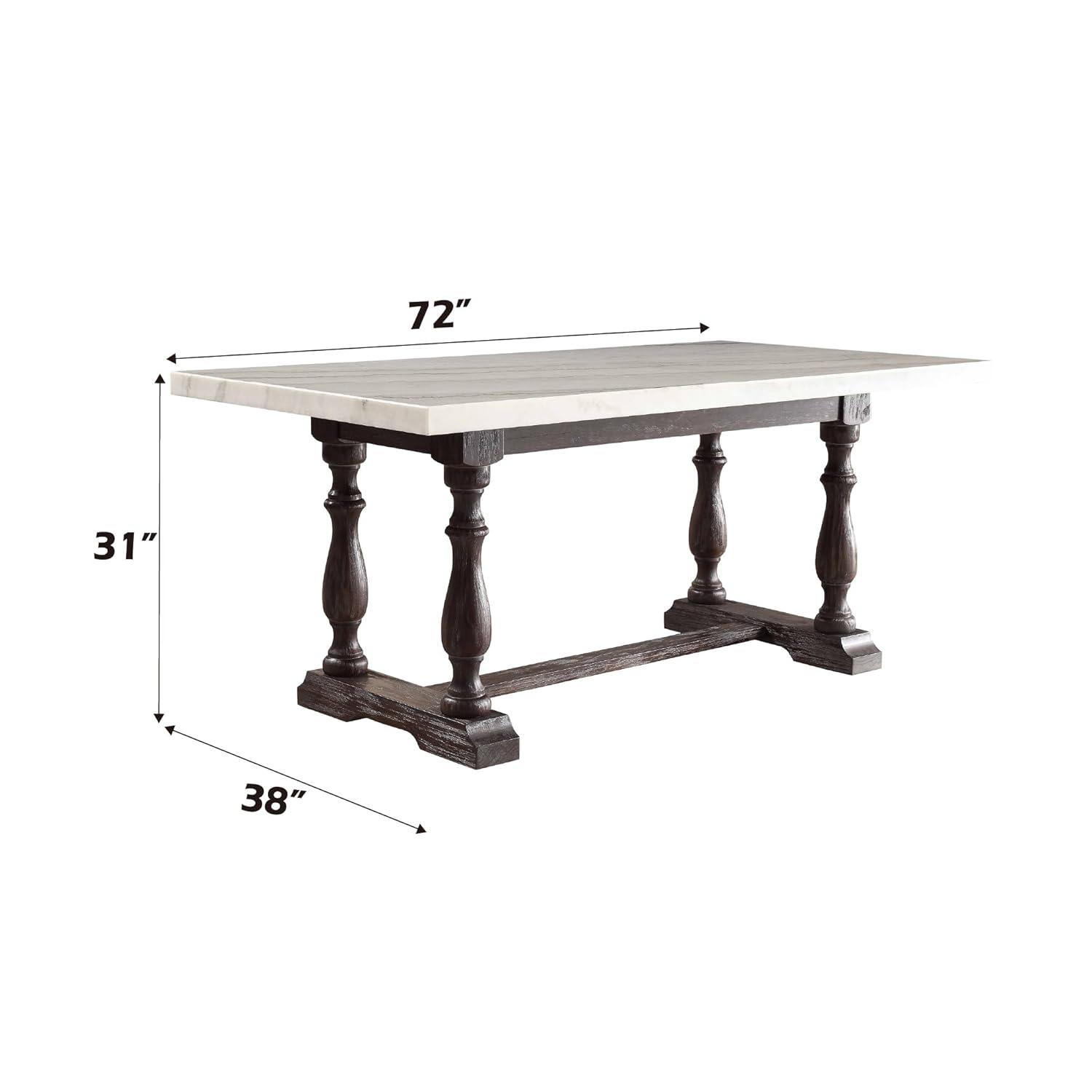 Kelly Clarkson Home Concert Marble Top Dining Table in White and Weathered Espresso
