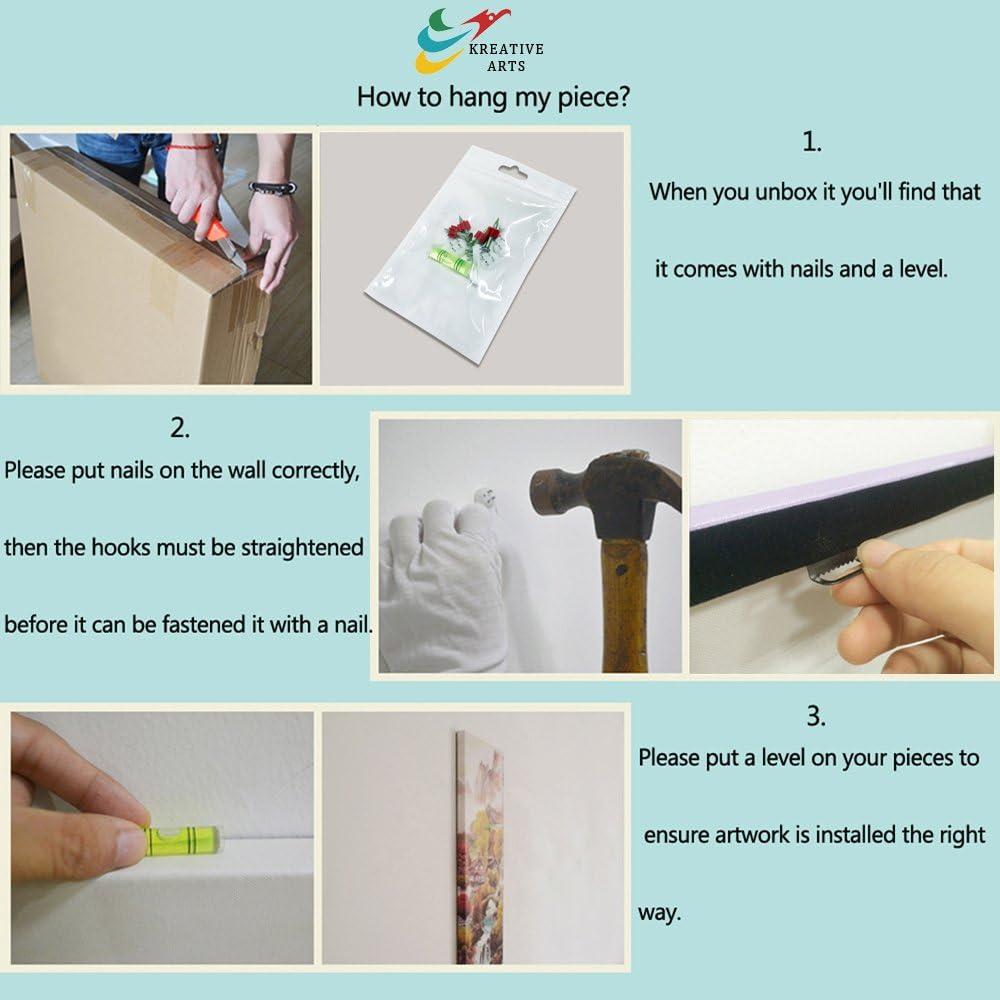 KREATIVE ARTS Canvas Large Art Print Spring Forest Nature Green Big Tree Wall Art Photo Printed on Canvas Framed Artwork for Office Wall Decoration Ready to Hang 20x40inch