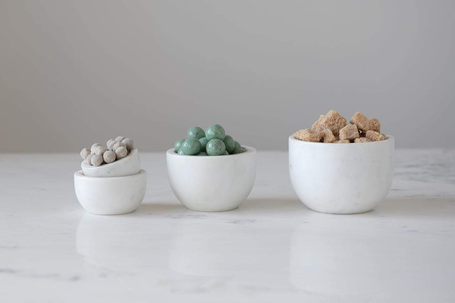 Creative Co-Op White Marble Bowls (Set of 4)