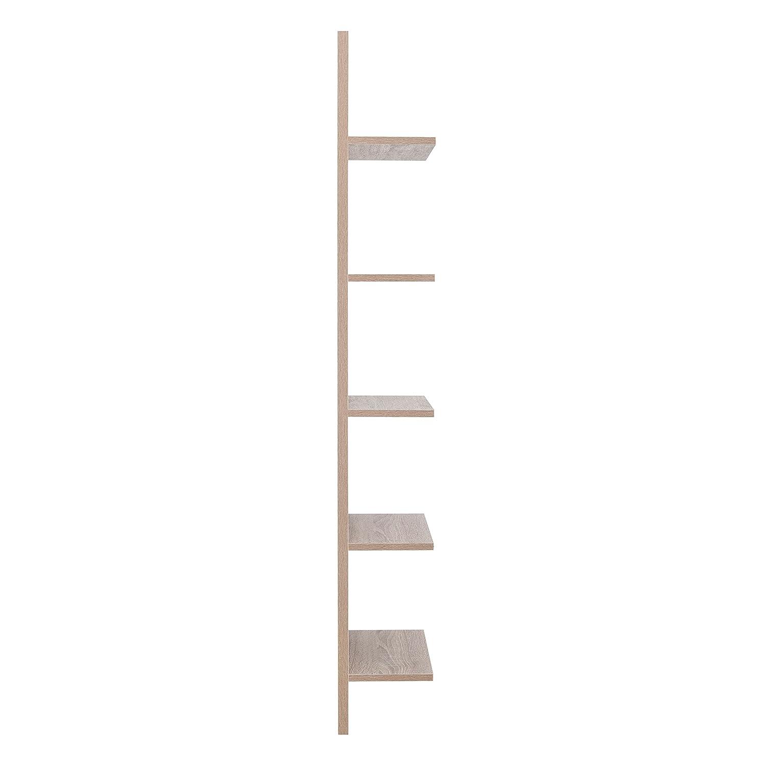 Danya B. 47" x 11.7" Wide Vertical Column Wall Shelf Weathered Oak: Mid-Century Laminated MDF, Iron Hardware