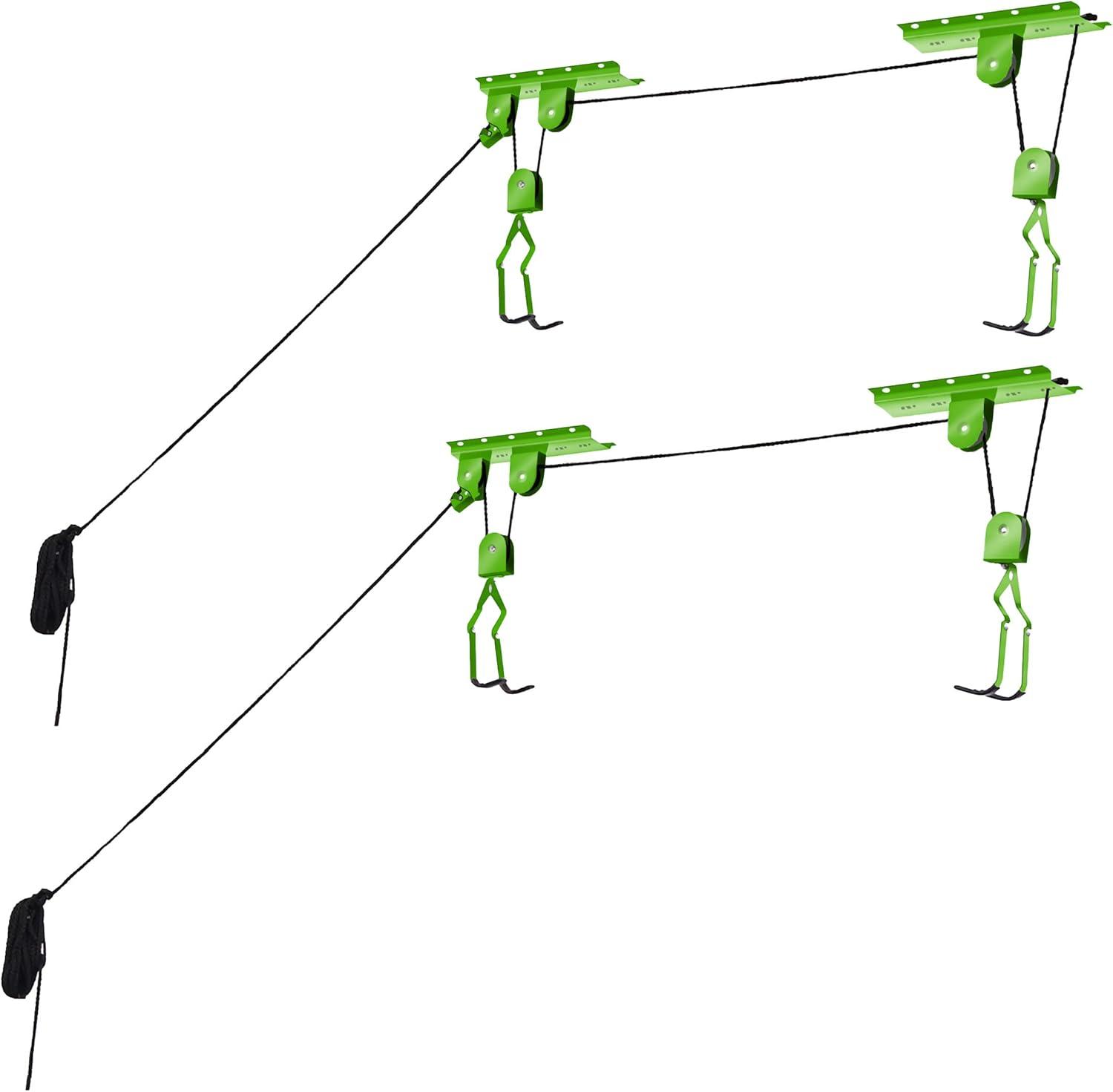 Rad Sportz Bike Hanger Set - Overhead Pulley System - Garage, 100lb Capacity - Bicycles, Ladders