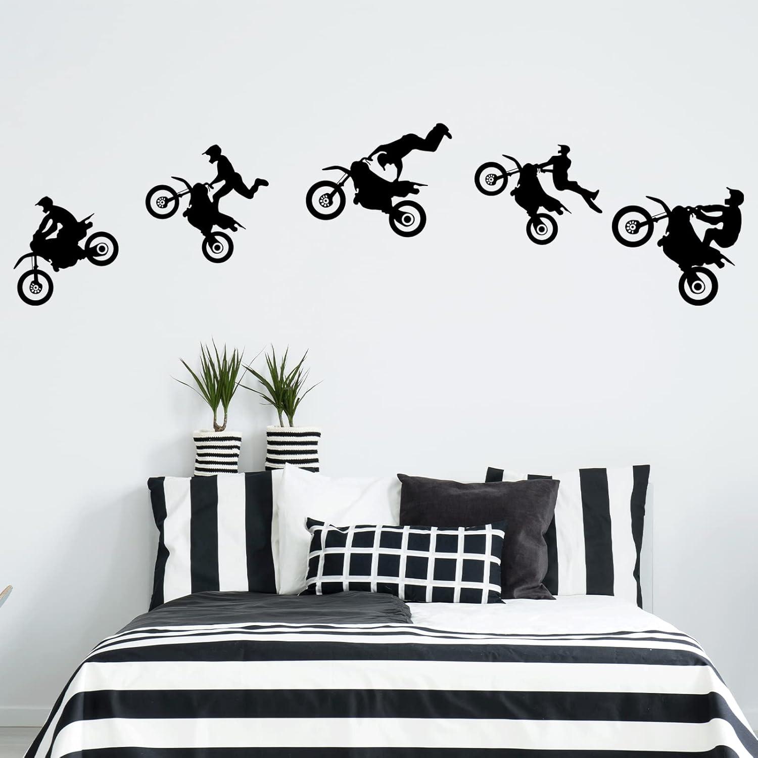 Lnrkai Dirt Bike Stickers Motorcycle Wall Decal Peel Sports Wall Sticker for Boys Bedroom Home Decor