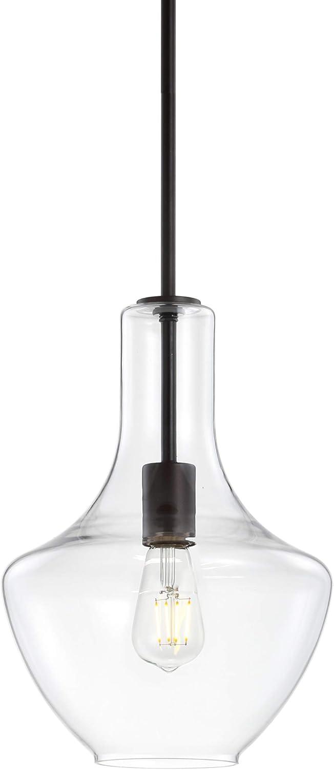 Watts 10.5" Clear Glass and Bronze LED Pendant Light