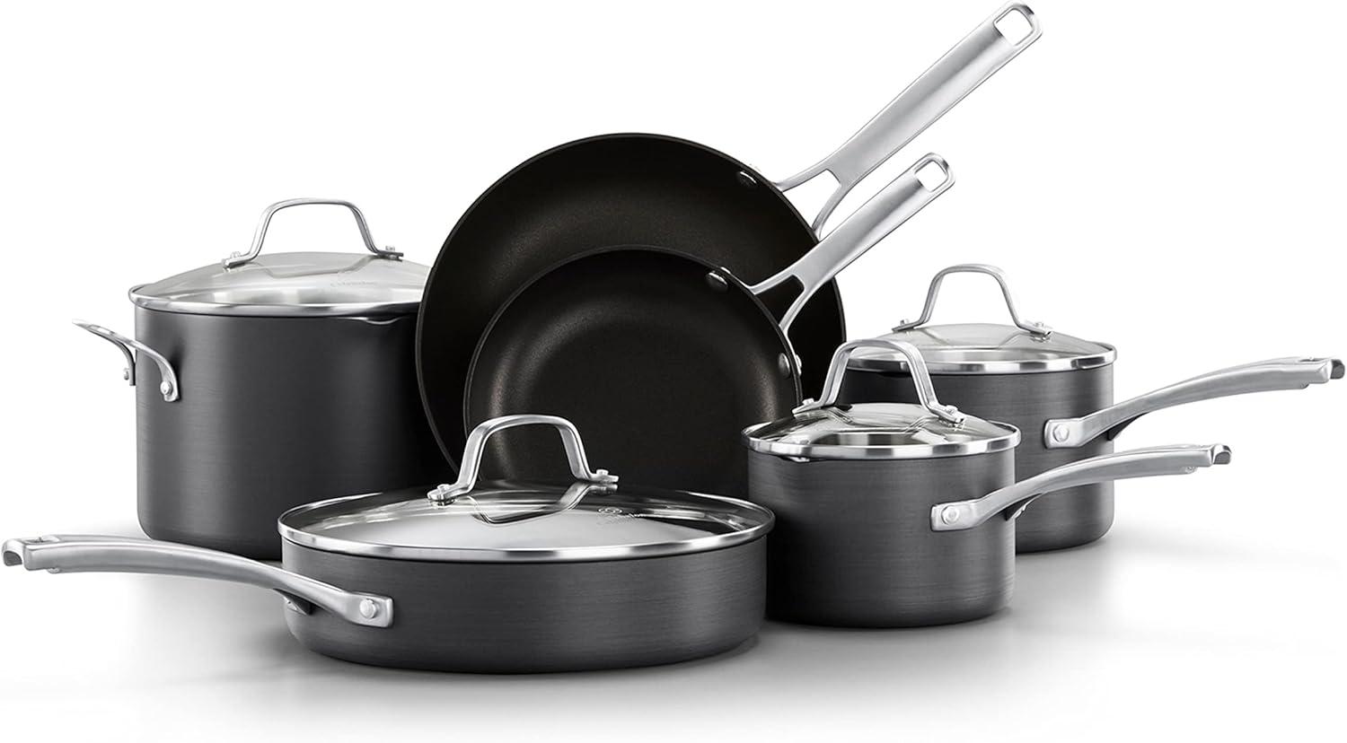 Calphalon 10-Piece Gray Nonstick Aluminum Cookware Set