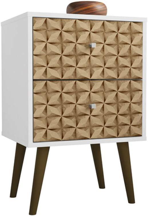 Liberty White and 3D Brown Mid-Century Modern 2-Drawer Nightstand