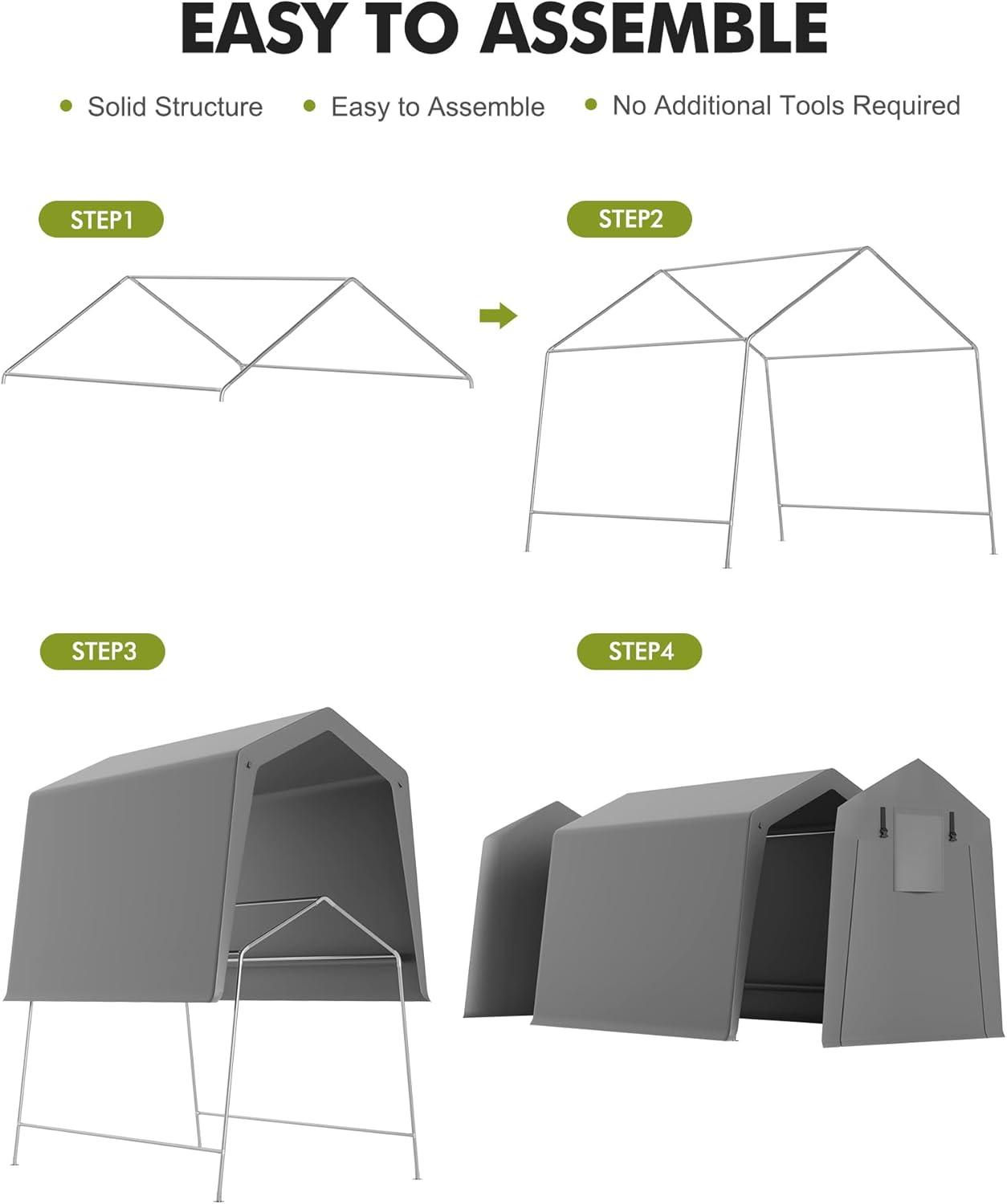 babevy Motorcycle Storage Shed, Heavy Duty Portable Tent With Rolled Zipper Door in , 84" H x 72" W x 72" D