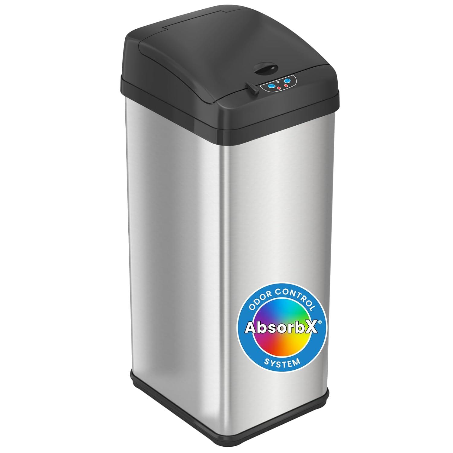 Acute Touchless Stainless Steel 13 Gallon Motion Sensor Trash Can