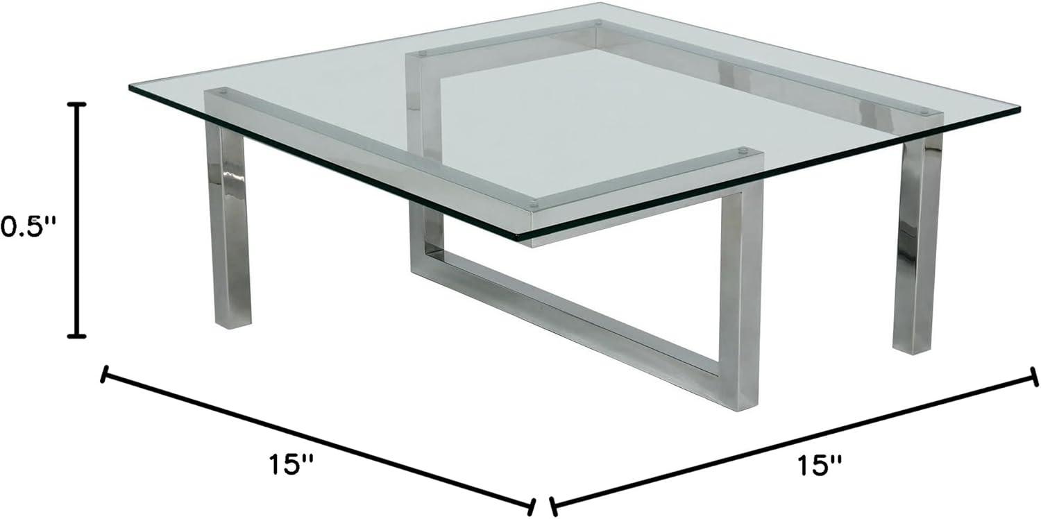 15 Inch Square Glass Table Top 1/2 Inch Thick Clear Tempered Glass With Flat Edge Polished