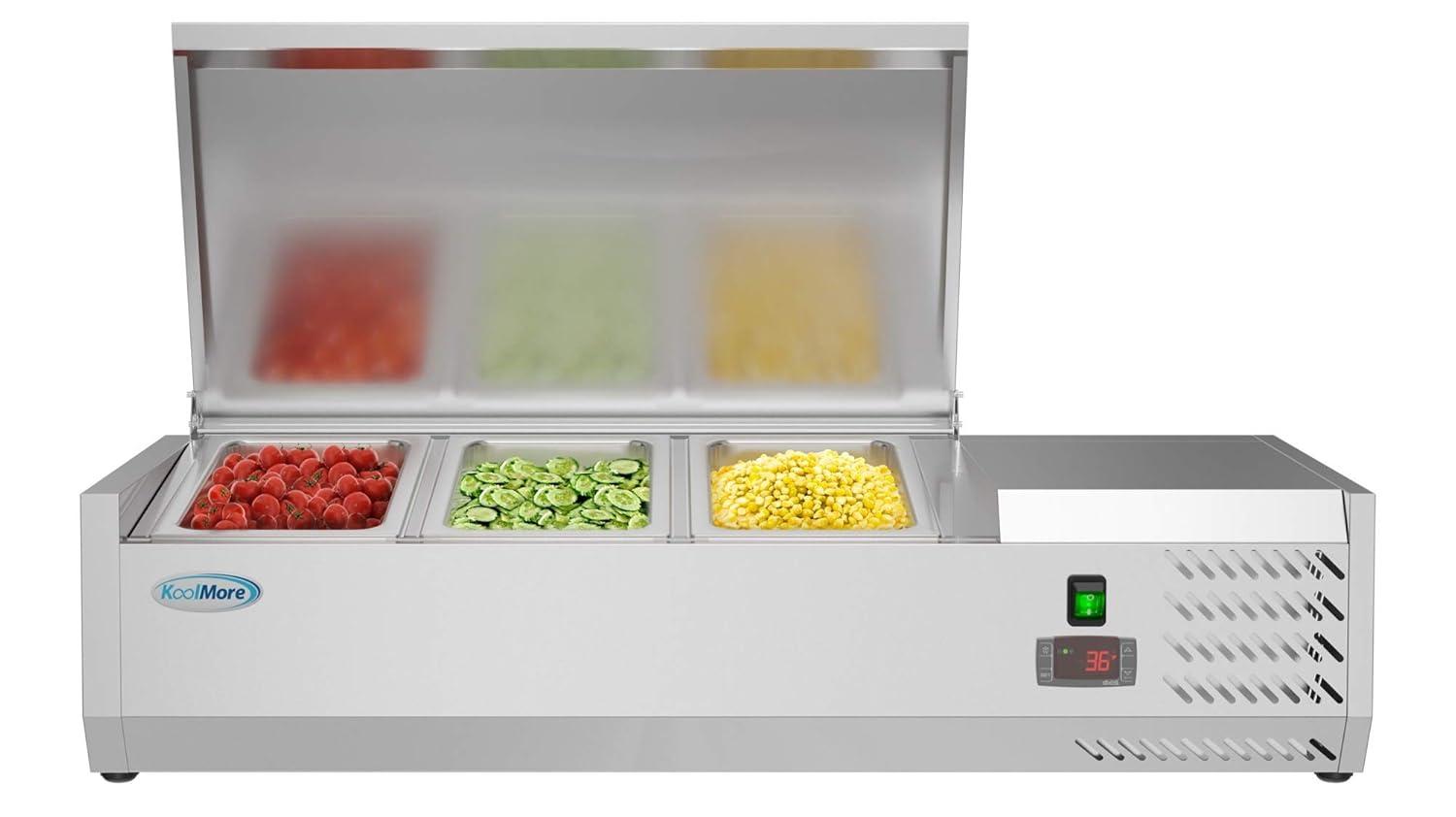 KoolMore 71 in. Eight Pan Refrigerated Countertop Condiment Prep Station