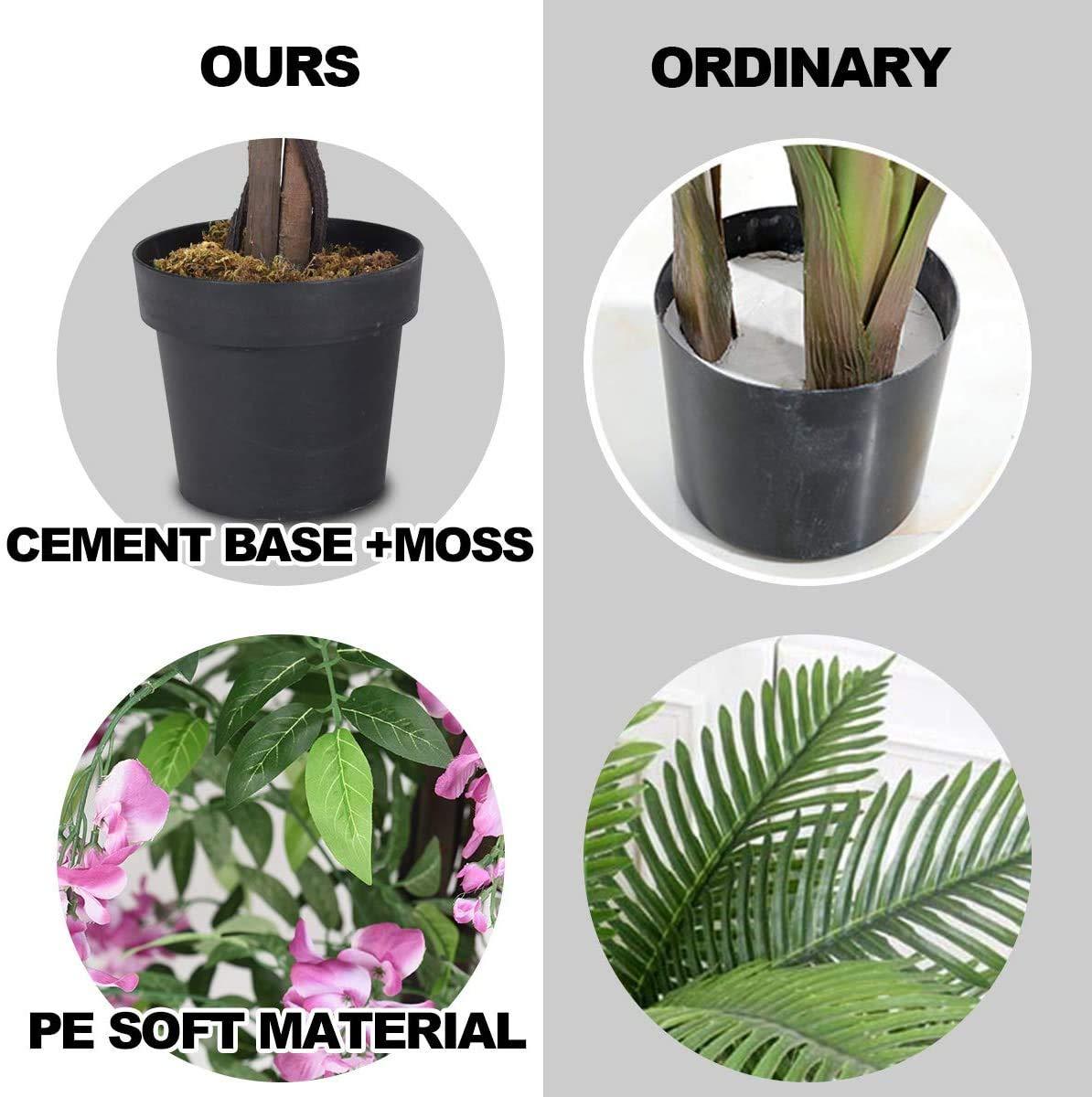 Primrue 6FT Artificial Wisteria Trees, Fake Wisteria Trees in Nursery Planters, Green Simulated Floor Plants, Indoor and Outdoor Decorations