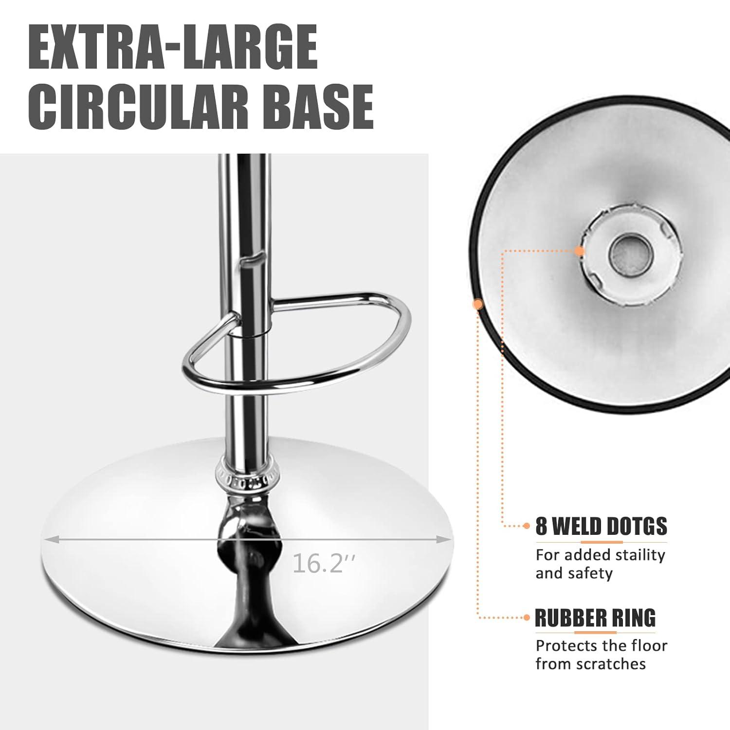 Luxvie Bar Stools Set of 2 with Back and Arms Swivel Bar Chairs Counter Height Barstools Adjustable Bar Chair for Home and Kitchen Counter(White/Silver, 2pcs)