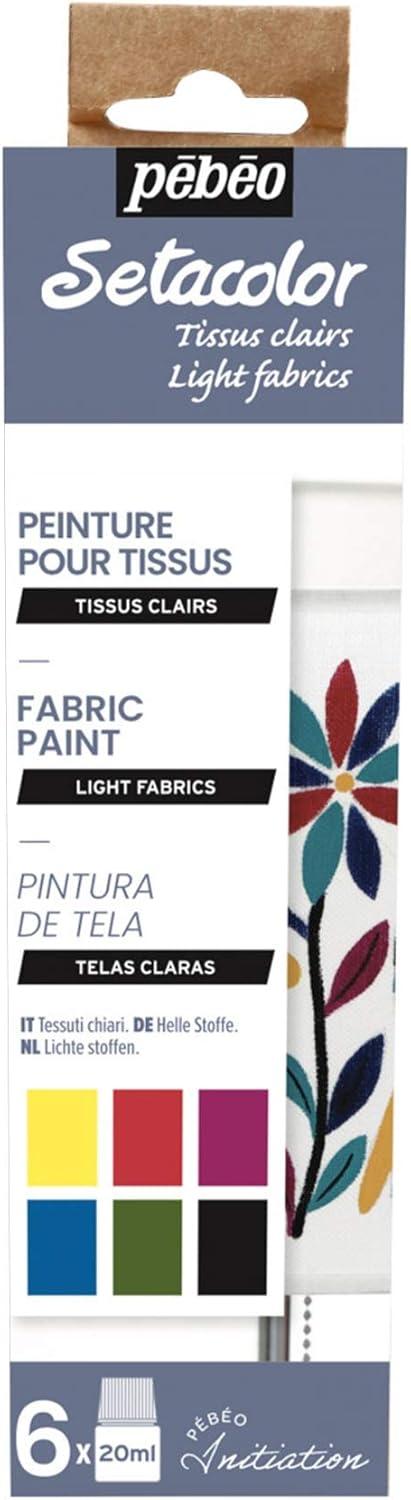 Pebeo Setacolor Fabric Paint - Light Fabrics, Set of 6