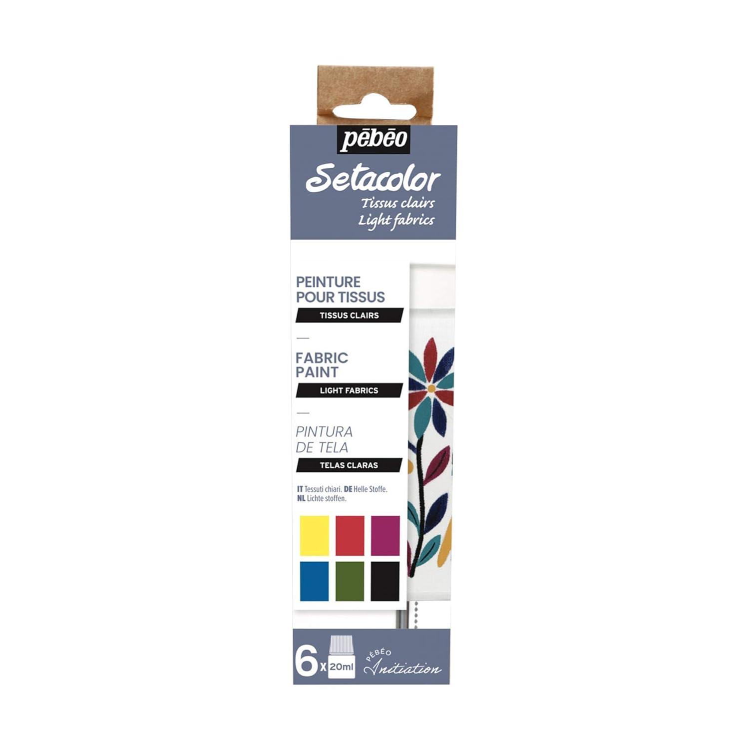 Pebeo Setacolor Fabric Paint - Light Fabrics, Set of 6