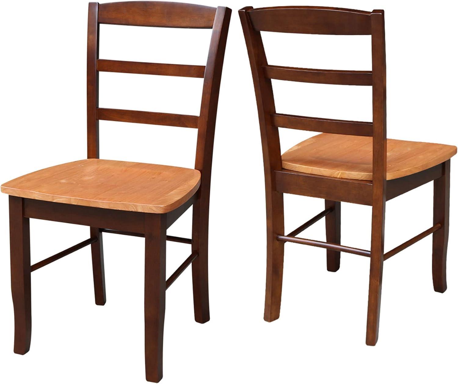 International Concepts Set of 2 Madrid Ladderback Chairs Cinnamon/Espresso: Hardwood Frame, Spot Clean, No Arms