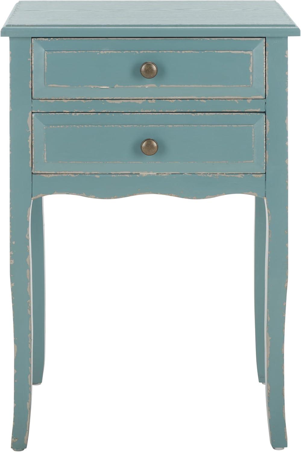 Lori End Table With Storage Drawers - AMH6576F - Pale Blue/White Smoke - Safavieh Couture