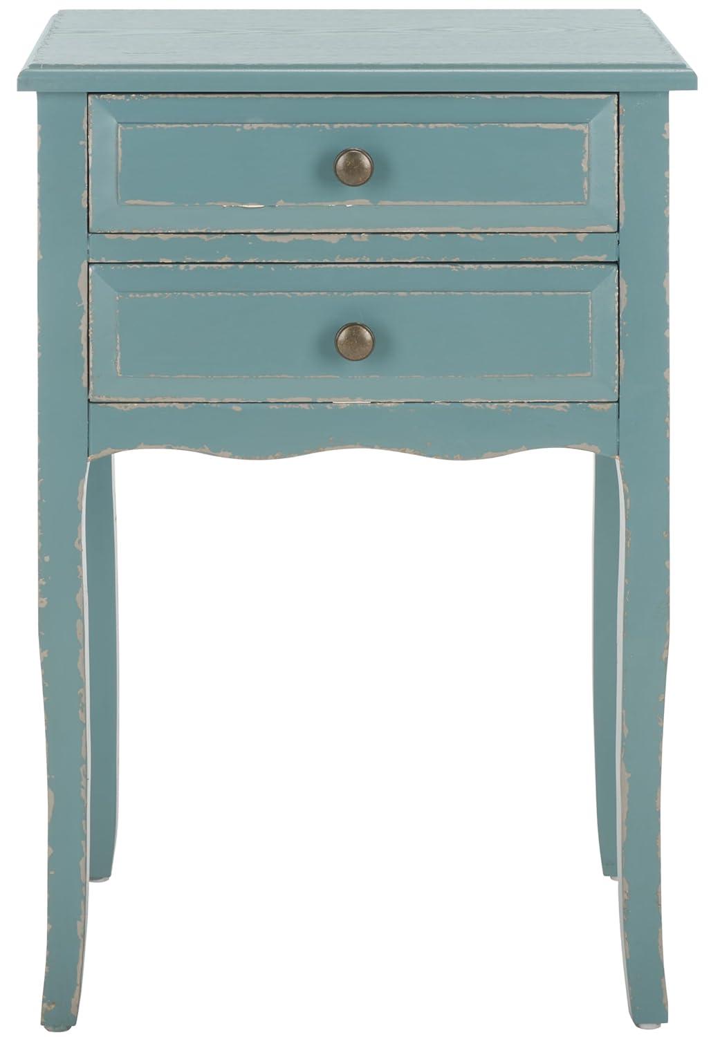 Lori End Table With Storage Drawers - AMH6576F - Pale Blue/White Smoke - Safavieh Couture