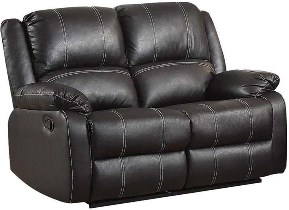 Acme Zuriel Faux Leather Motion Reclining Loveseat in Black