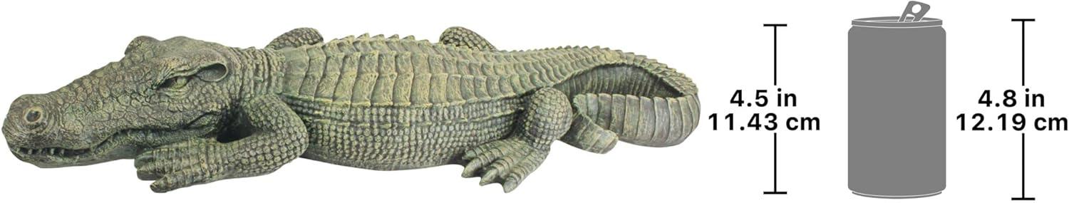 Large Hand-Painted Green Resin Alligator Garden Statue