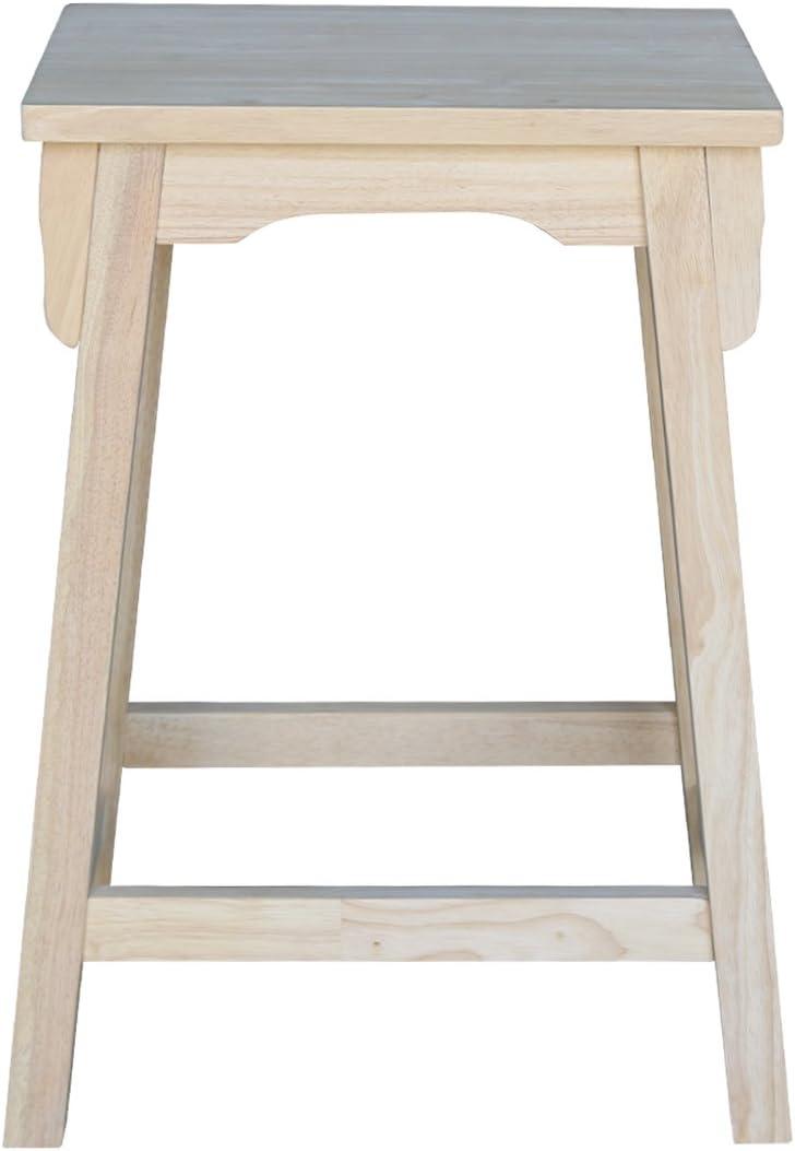 24" Mission Counter Height Barstool Unfinished - International Concepts: Solid Parawood, Rectangle Seat