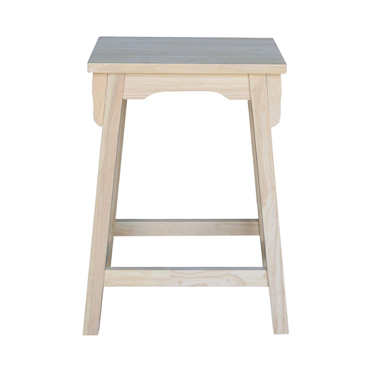 24" Mission Counter Height Barstool Unfinished - International Concepts: Solid Parawood, Rectangle Seat