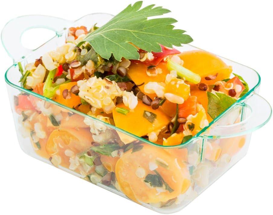Restaurantware 3 Ounce Mini Serving Dishes 100 Disposable Mini Appetizer Dishes - Mimics The Look Of Cocottes Rectangle Seagreen Plastic Mini Casserole Dishes Serve Snacks Or Desserts