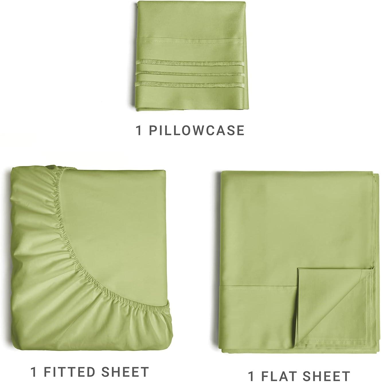 Twin XL Light Green Microfiber Deep Pocket Sheet Set