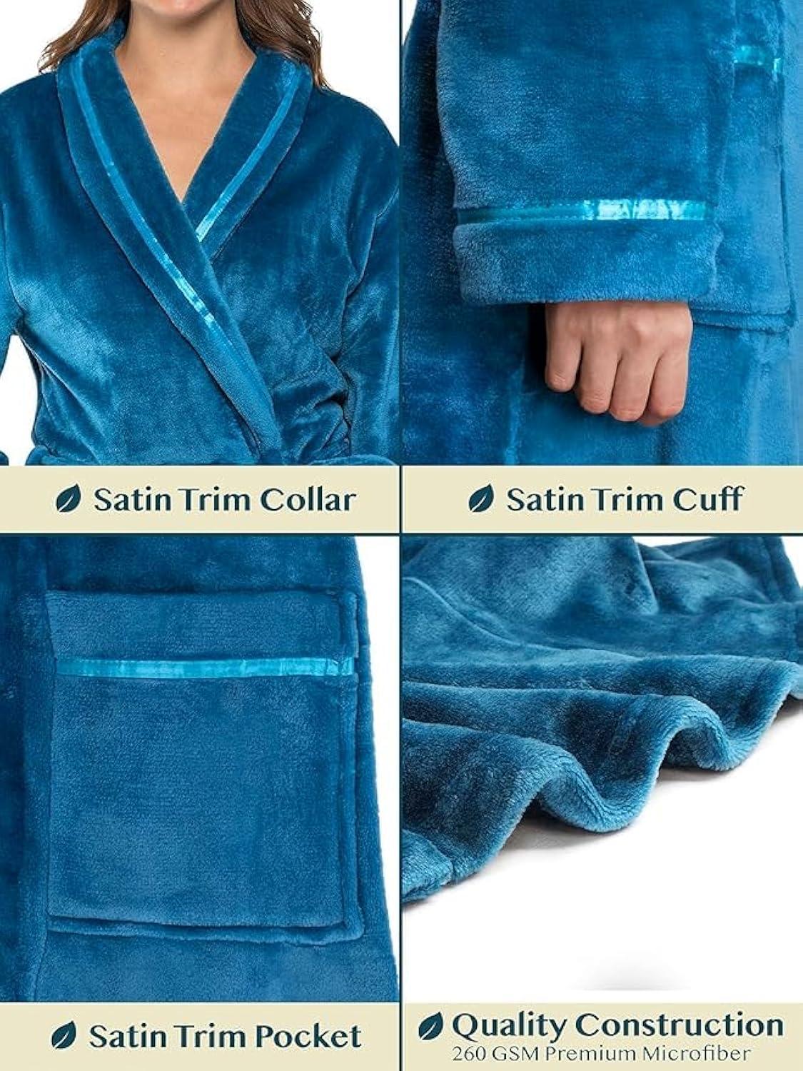 Everly Quinn Fleece Mid-Calf Bathrobe with Pockets
