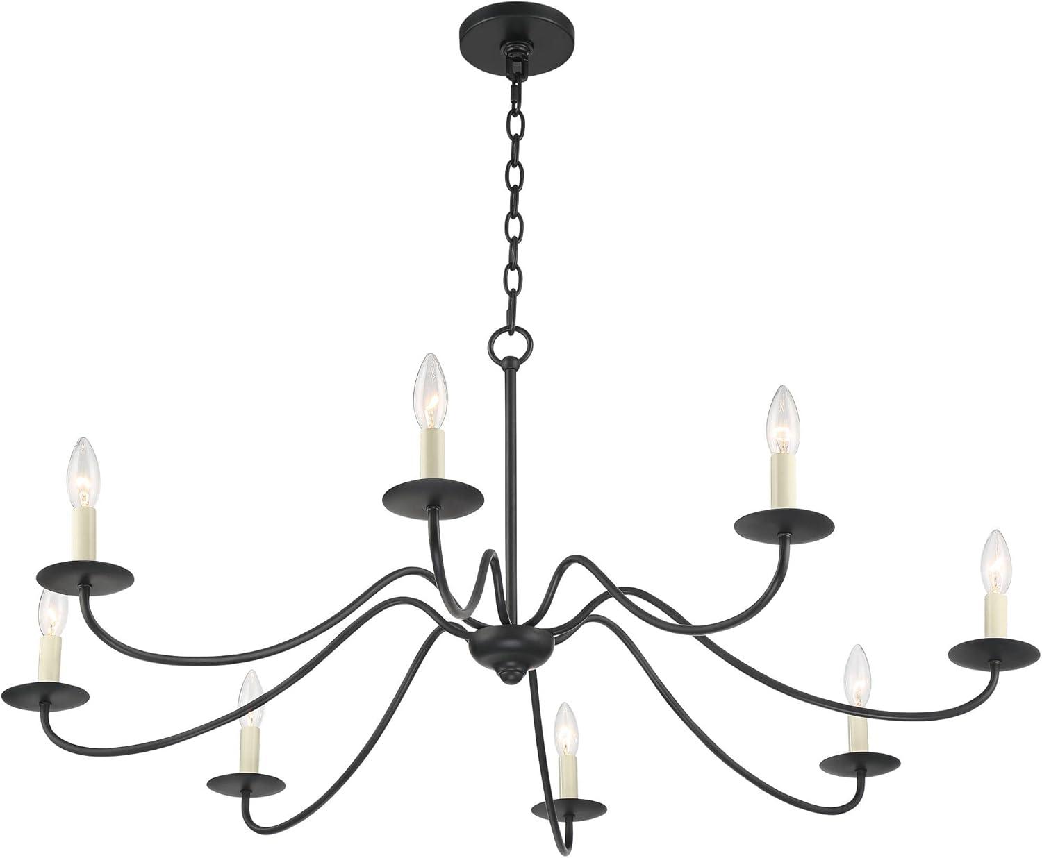 Franklin Iron Works Soft Gold Chandelier 42" Wide Farmhouse Rustic Bent Arms 8-Light Fixture for Dining Room Living House Home Foyer Kitchen Island