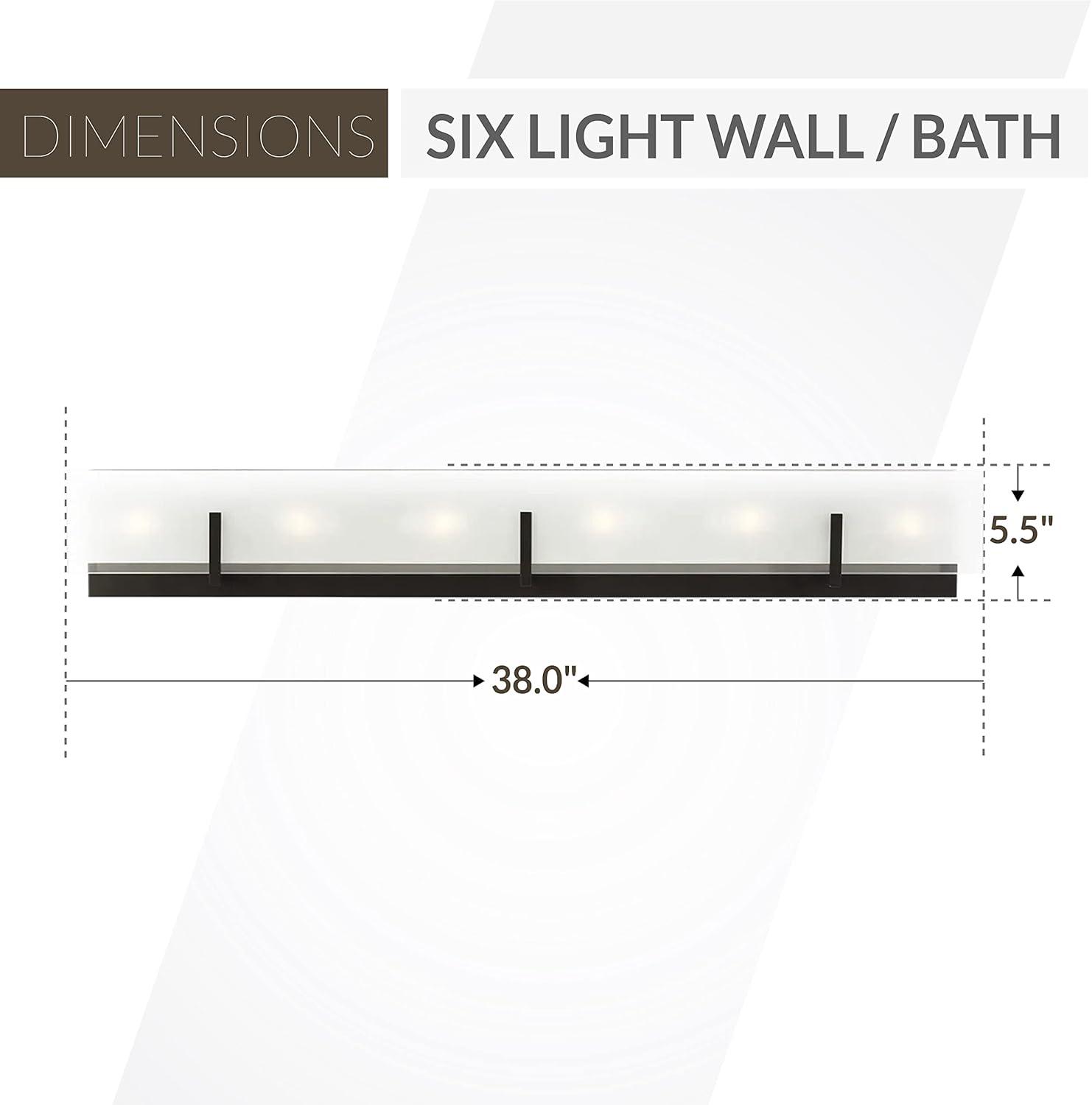 Syll Midnight Black 6-Light Vanity Wall Sconce with Etched Glass